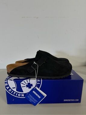 Birkenstock Black Suede Boston Clog